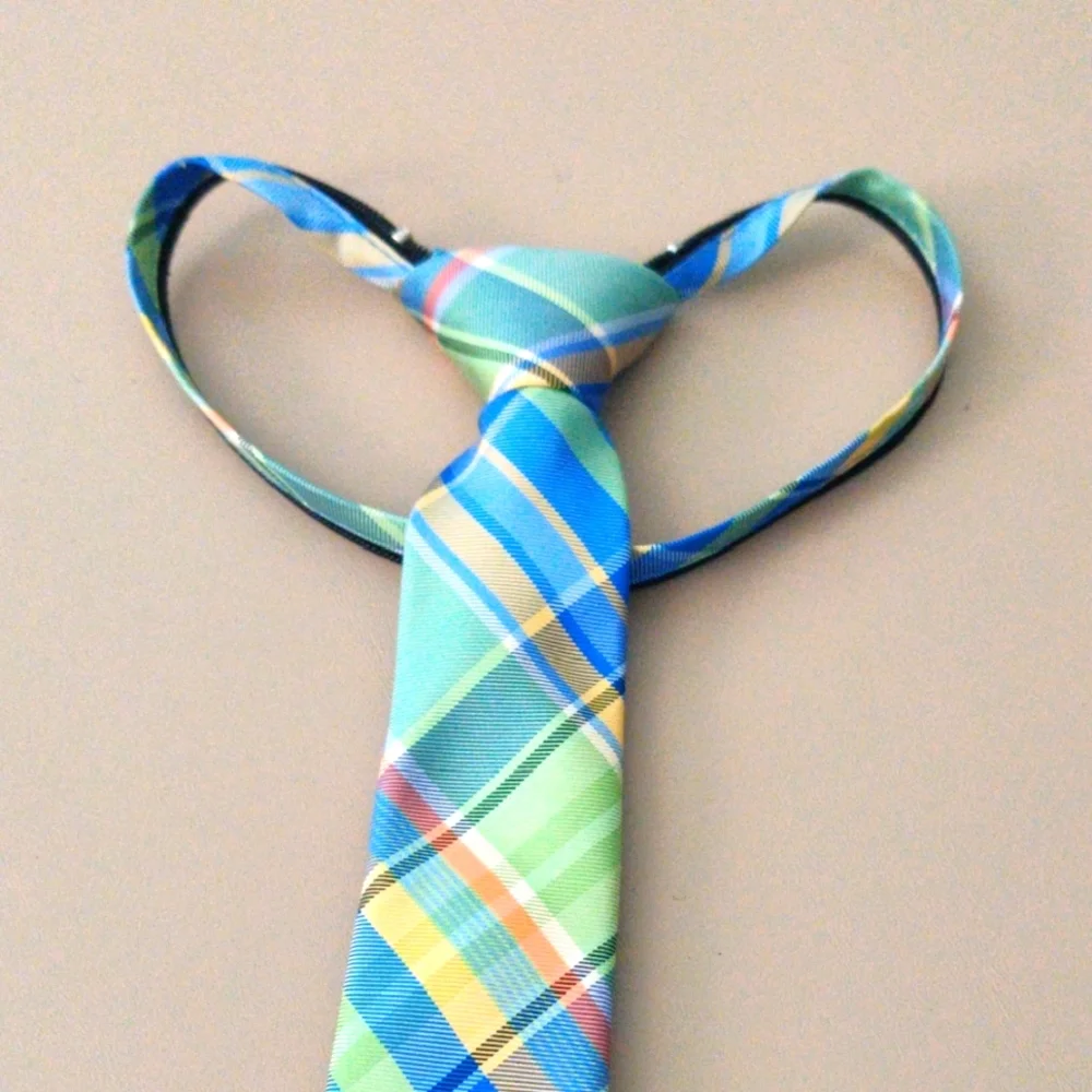 Kids Nordstrom Silk Plaid Blue, Yellow and Green Tie NWOT